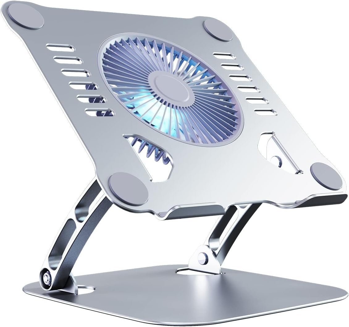 Laptop Cooling Stand with 3 Speed Fan, fits 10-15” Notebook, Silver