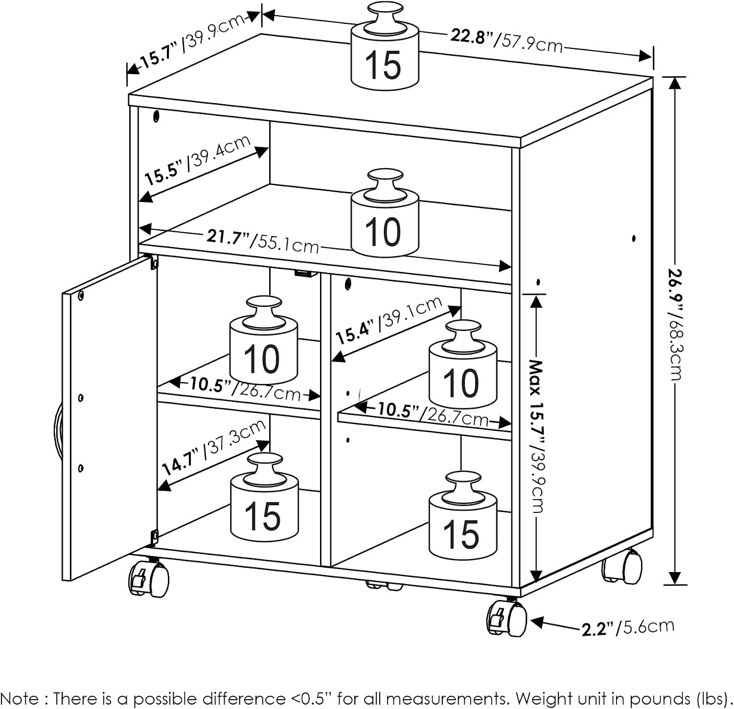 Three-Tier Under-Desk Printer Stand with Wheels - Image 2