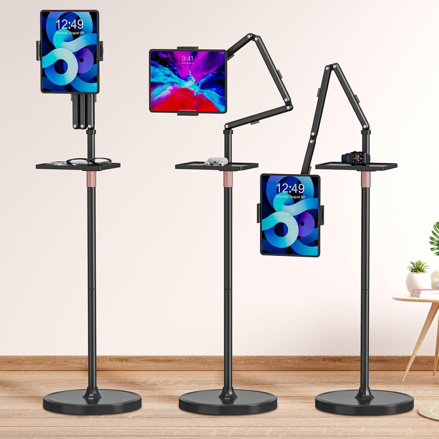Floor-Standing Tablet Stand with Tray