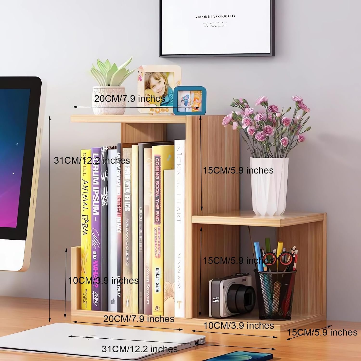 Multi-Tier Wooden Desktop Storage Rack - Image 2
