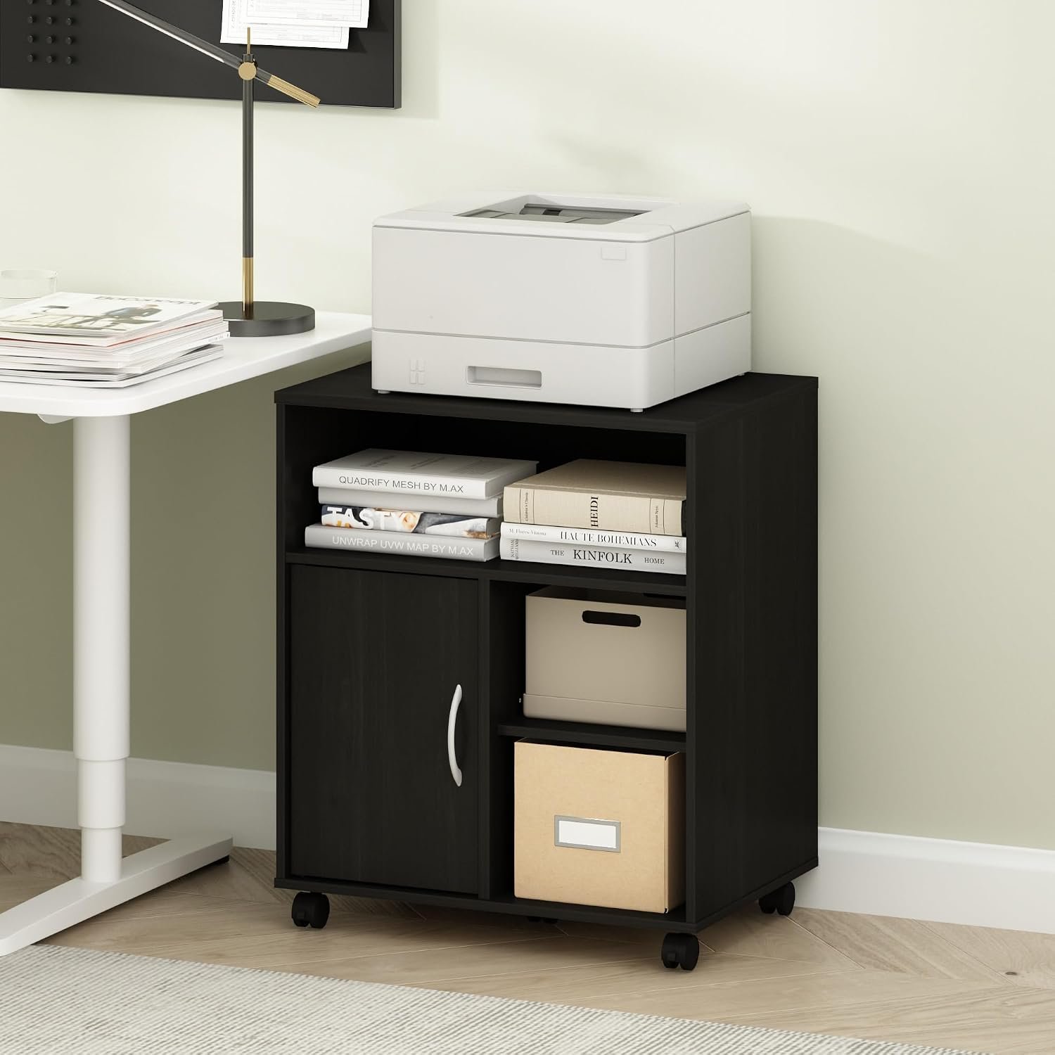 Three-Tier Under-Desk Printer Stand with Wheels