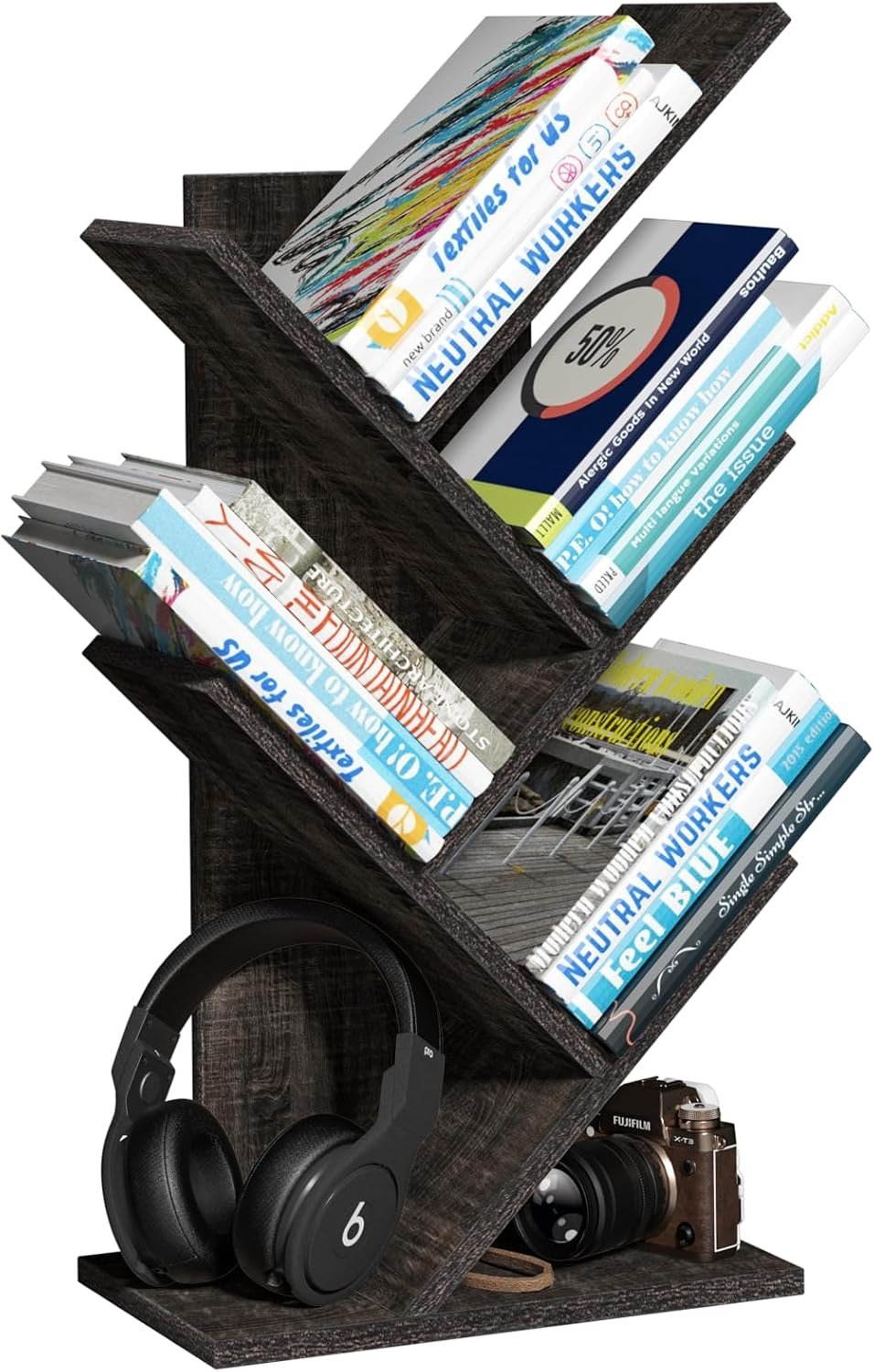 Tree-Shaped Multi-Tier Desktop/Floor-Standing Bookshelf