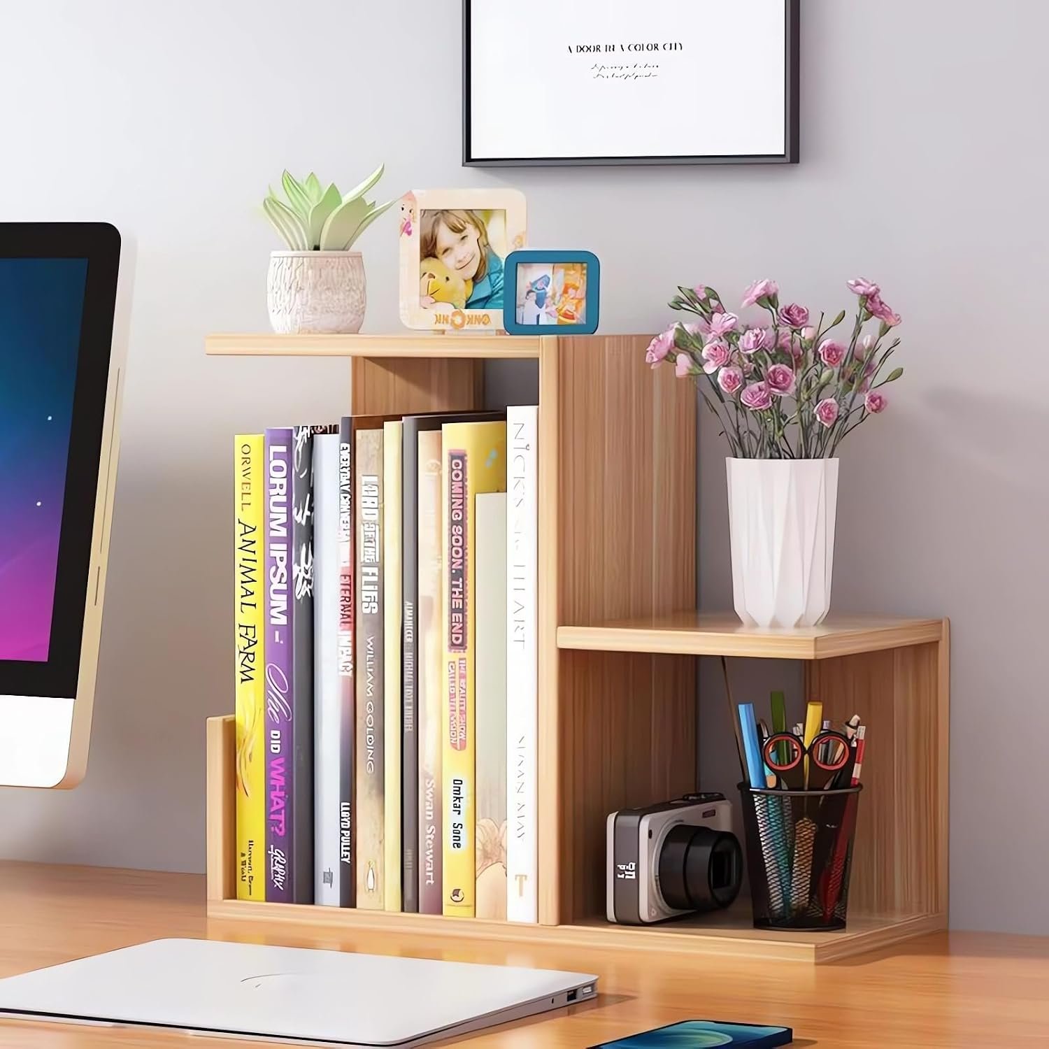 Multi-Tier Wooden Desktop Storage Rack