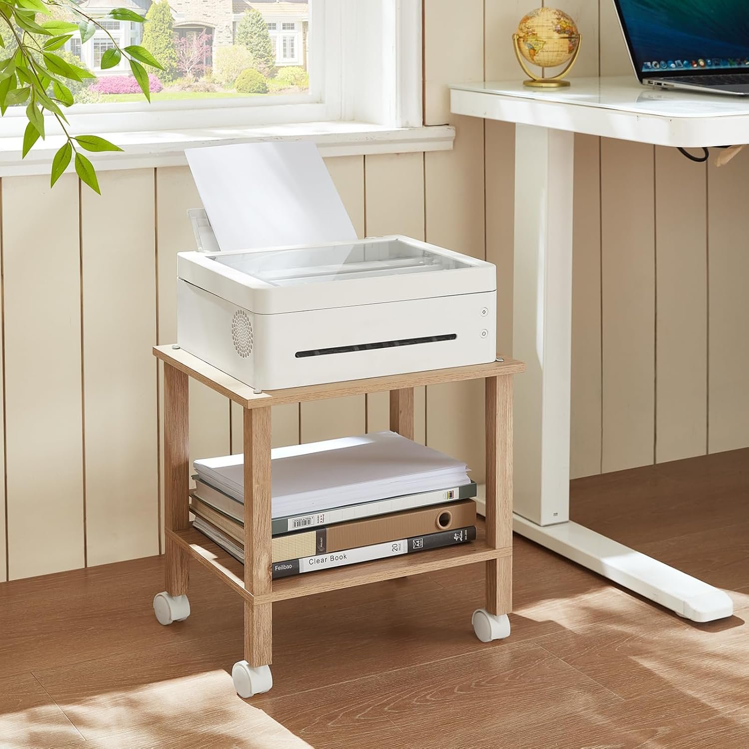 Mobile Printer Storage Stand with Wheels - Image 2
